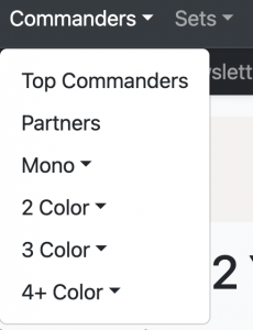 top commanders dropdown